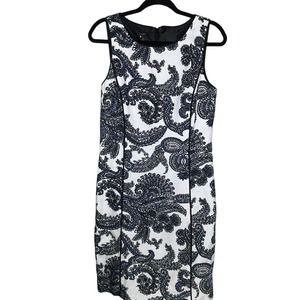 Talbots Women's Sheath Blue Black Dress Paisley Floral Pattern Size 6